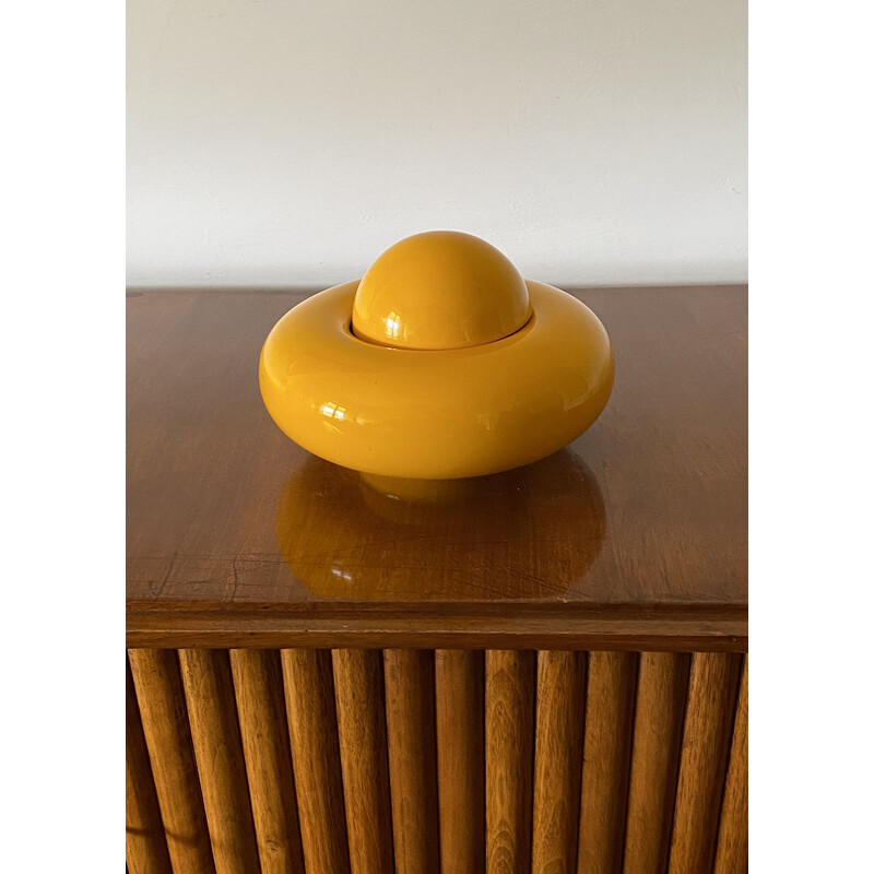 Vase vintage en céramique jaune par Sergio Asti, Italie 1971