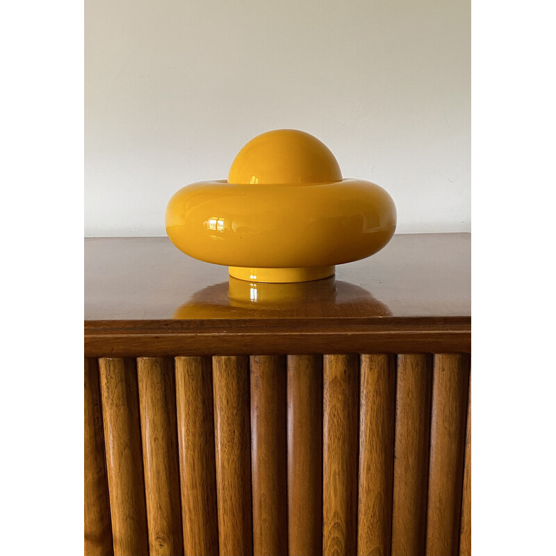 Jarrón vintage de cerámica amarilla de Sergio Asti, Italia 1971