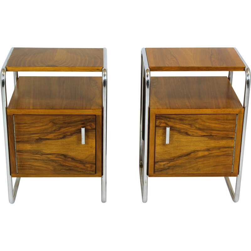 Pair of vintage walnut night stands by Robert Slezak, 1940s