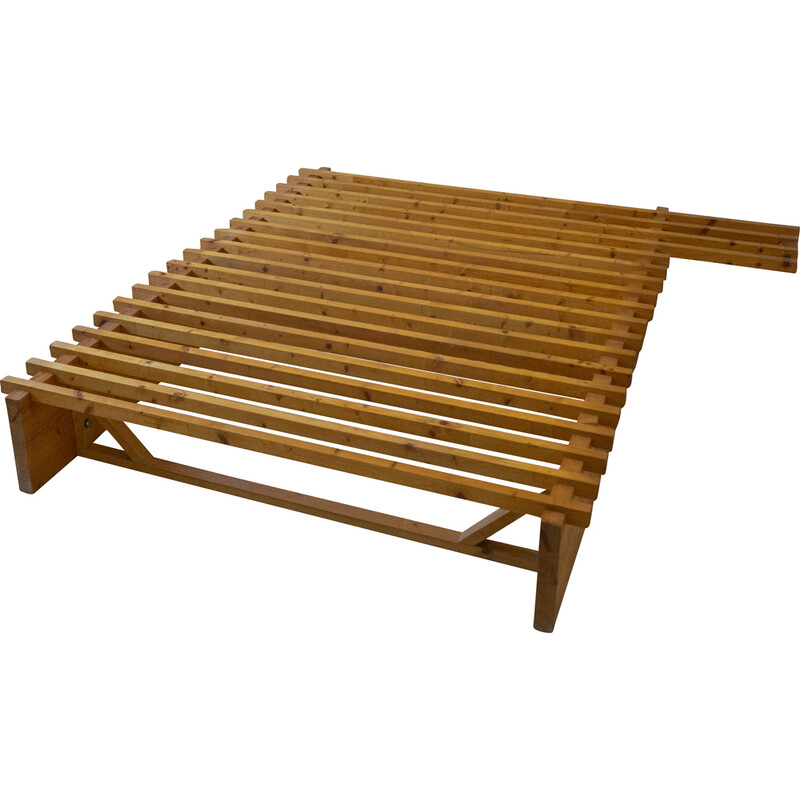 Vintage Scandinavian bed made of pine, Sweden 1980