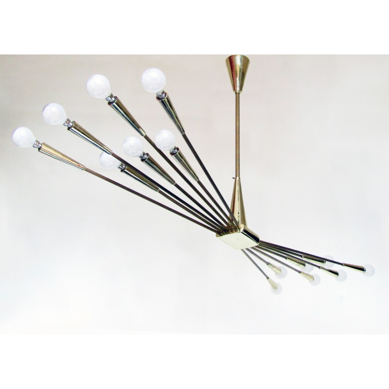 Vintage Sputnik chandelier by Oscar Torlasco for Lumi, Italy 1950