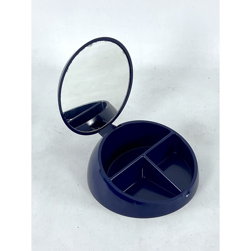 Vintage box with blue plastic mirror by Makio Hasuike for Gedy, Italy 1980