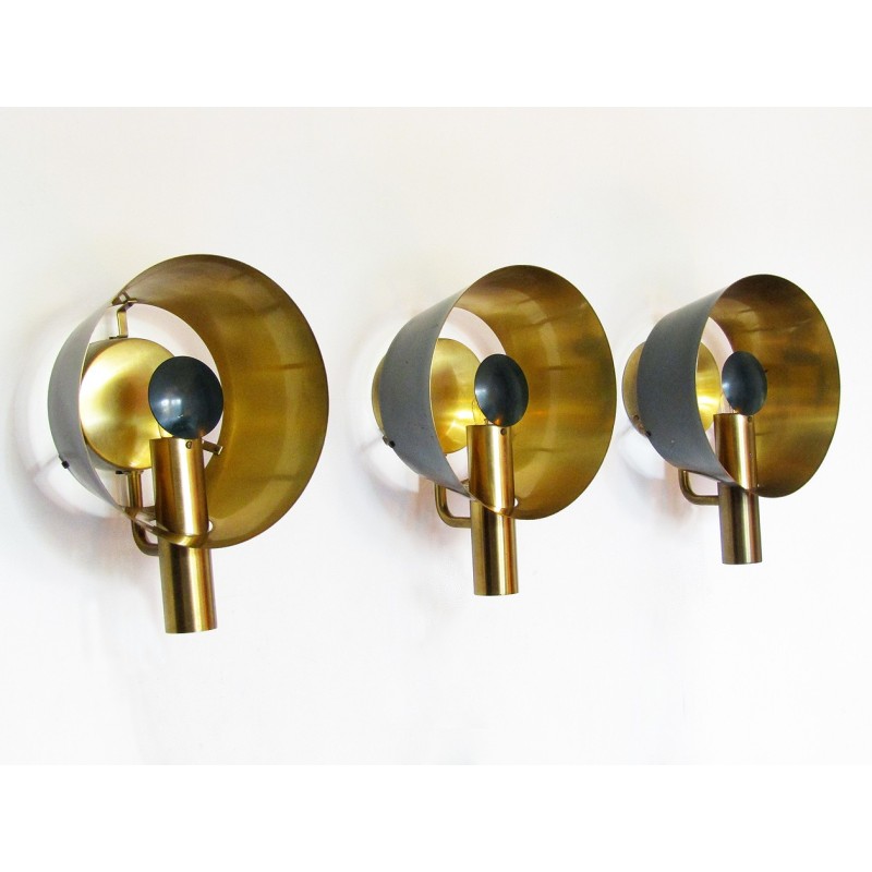 Vintage brass wall lamps for Lyfa, Denmark 1960