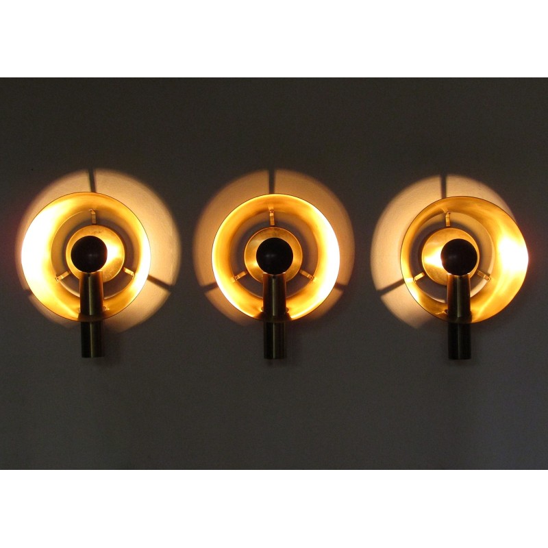 Vintage brass wall lamps for Lyfa, Denmark 1960