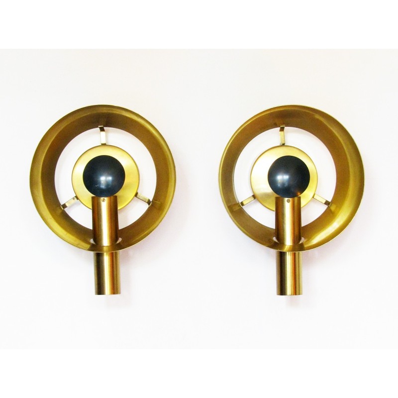 Vintage brass wall lamps for Lyfa, Denmark 1960