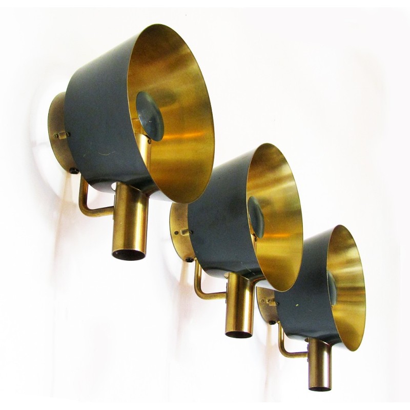 Vintage brass wall lamps for Lyfa, Denmark 1960