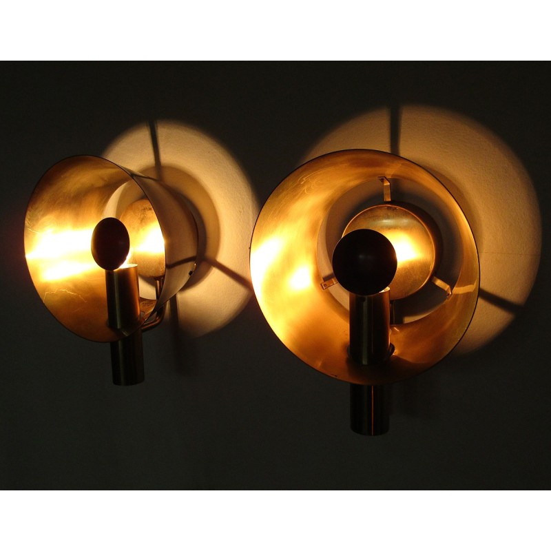 Vintage brass wall lamps for Lyfa, Denmark 1960