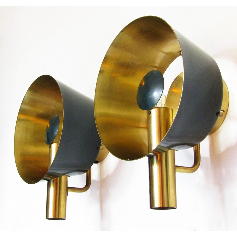 Vintage brass wall lamps for Lyfa, Denmark 1960