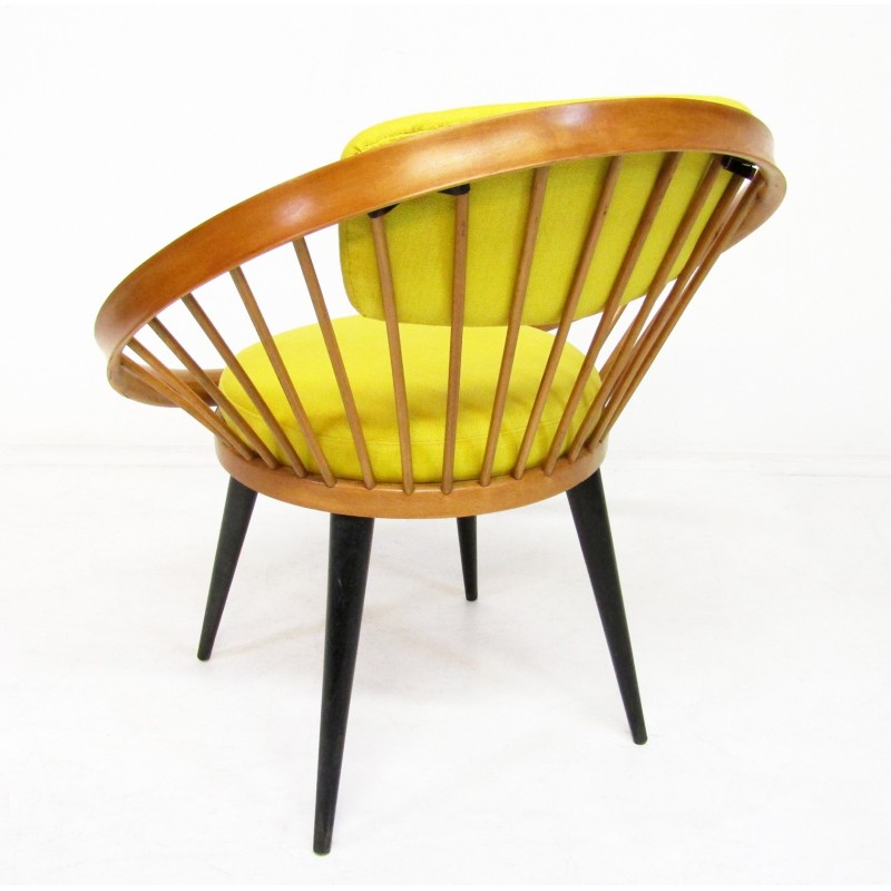 Cadeiras circulares e cadeiras de linho Vintage por Yngve Ekstrom, Suécia 1950s