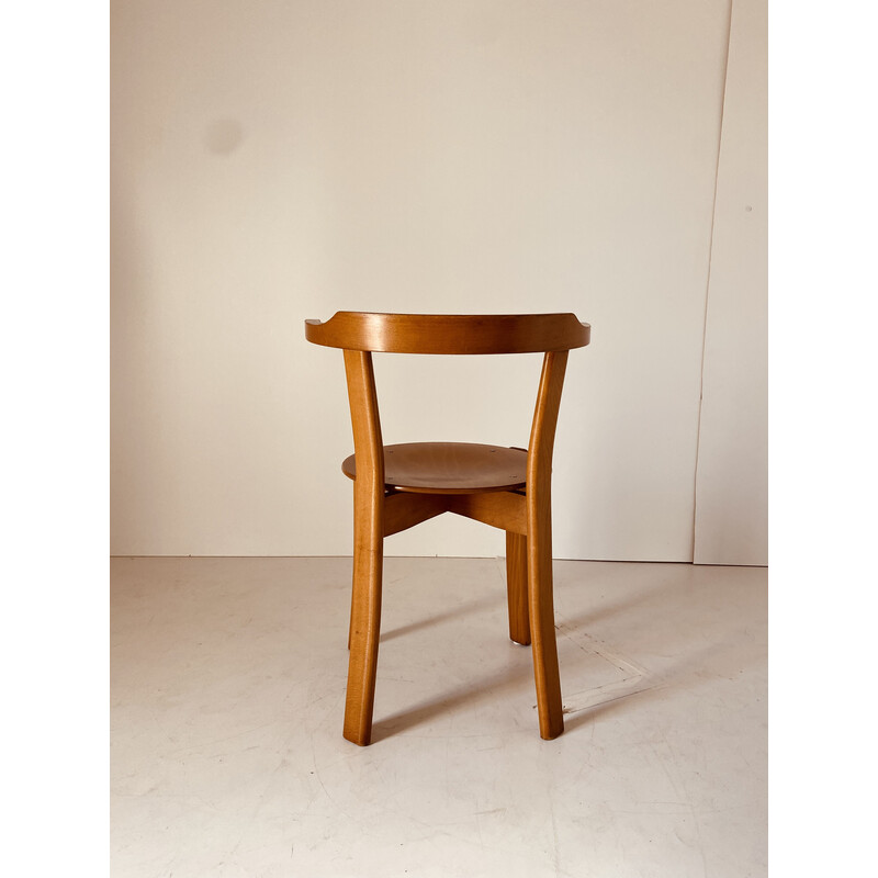 Juego de 4 sillas vintage de haya maciza y madera curvada, Italia 1970