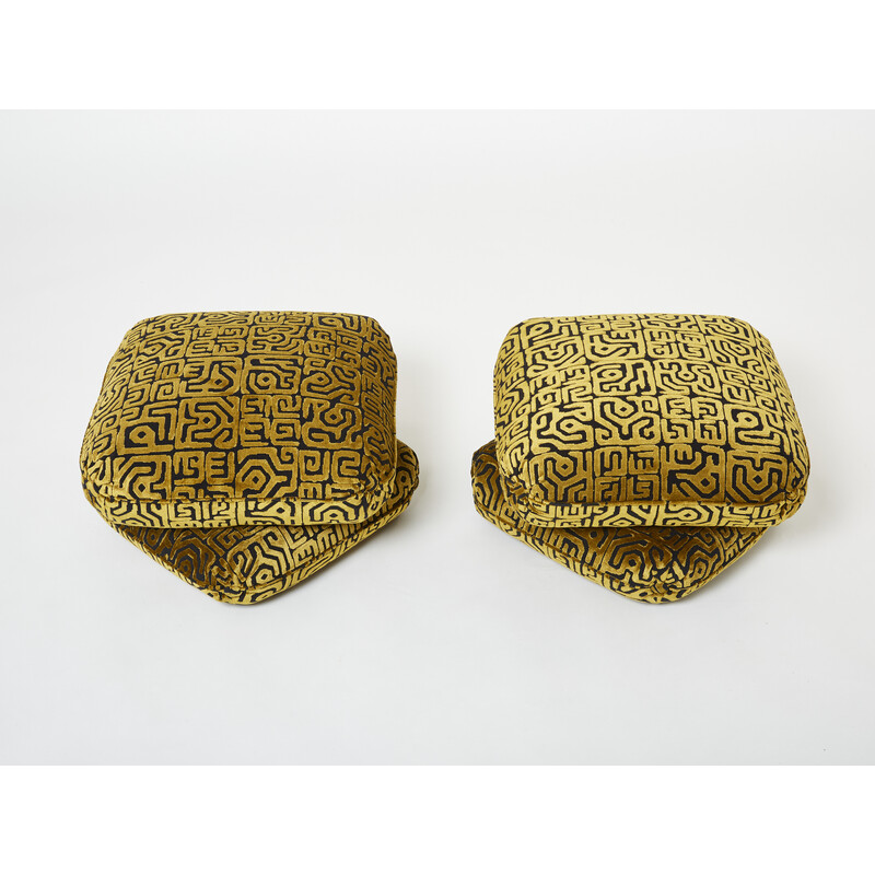 Pair of vintage velvet poufs by Jacques Charpentier for Maison Jansen, 1970s