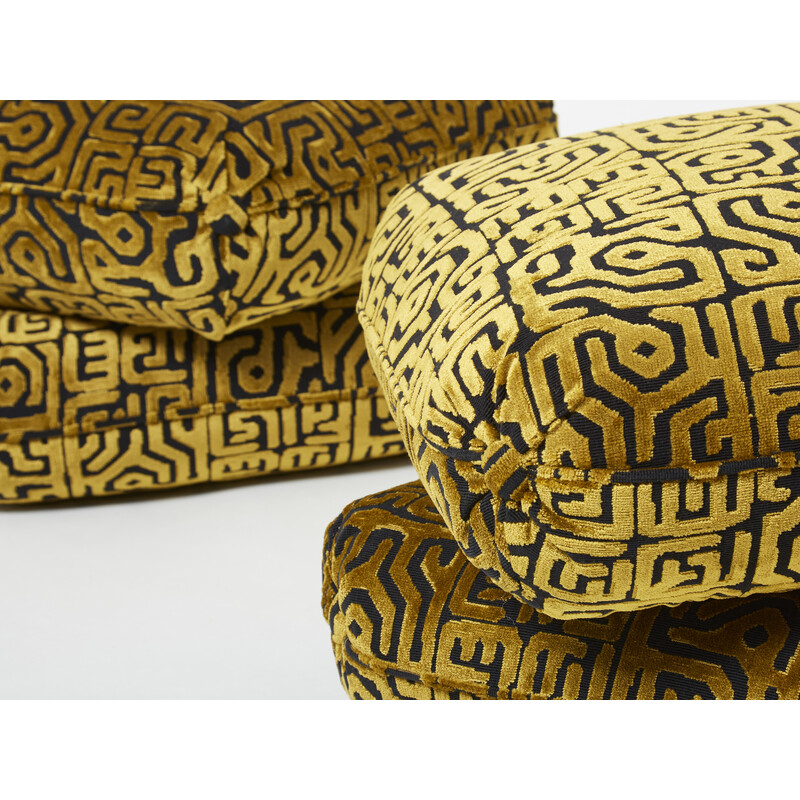 Pair of vintage velvet poufs by Jacques Charpentier for Maison Jansen, 1970s