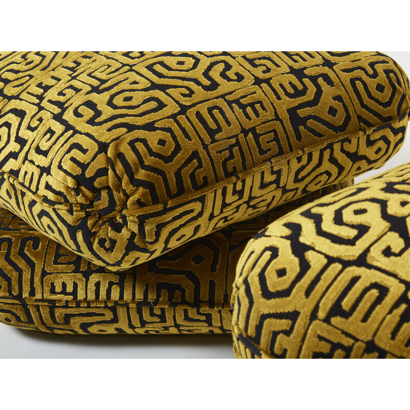 Pair of vintage velvet poufs by Jacques Charpentier for Maison Jansen, 1970s