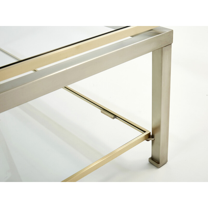 Vintage steel and brass coffee table by Guy Lefèvre for Maison Jansen, 1970