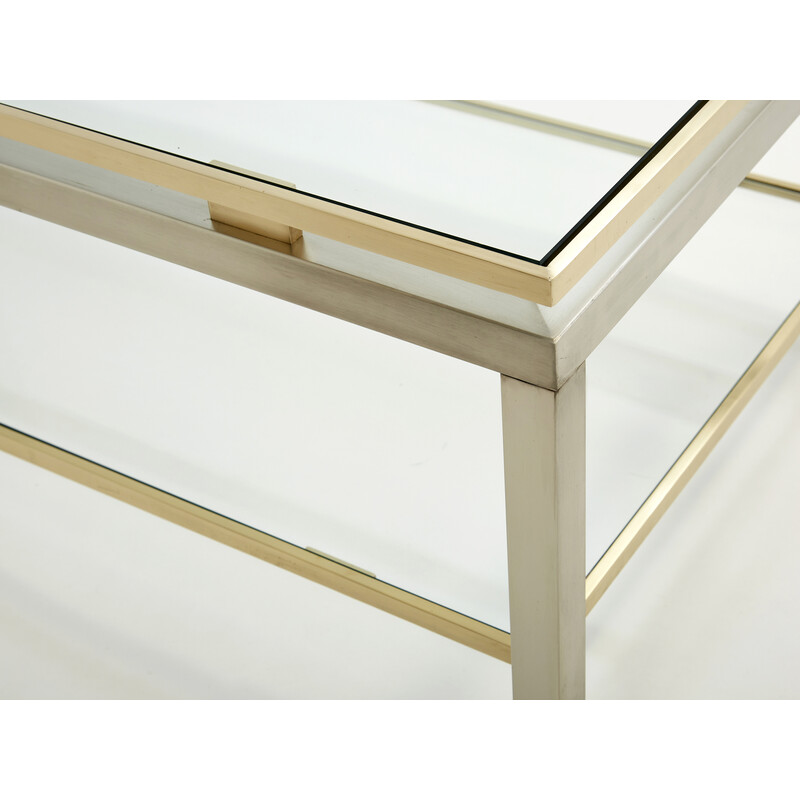 Vintage steel and brass coffee table by Guy Lefèvre for Maison Jansen, 1970