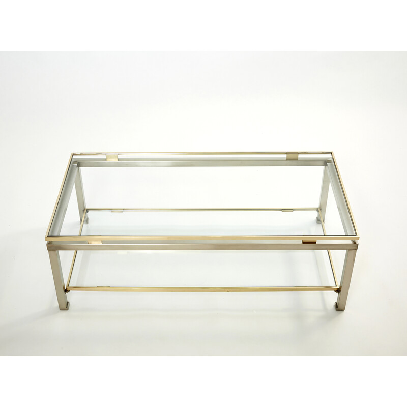 Vintage steel and brass coffee table by Guy Lefèvre for Maison Jansen, 1970