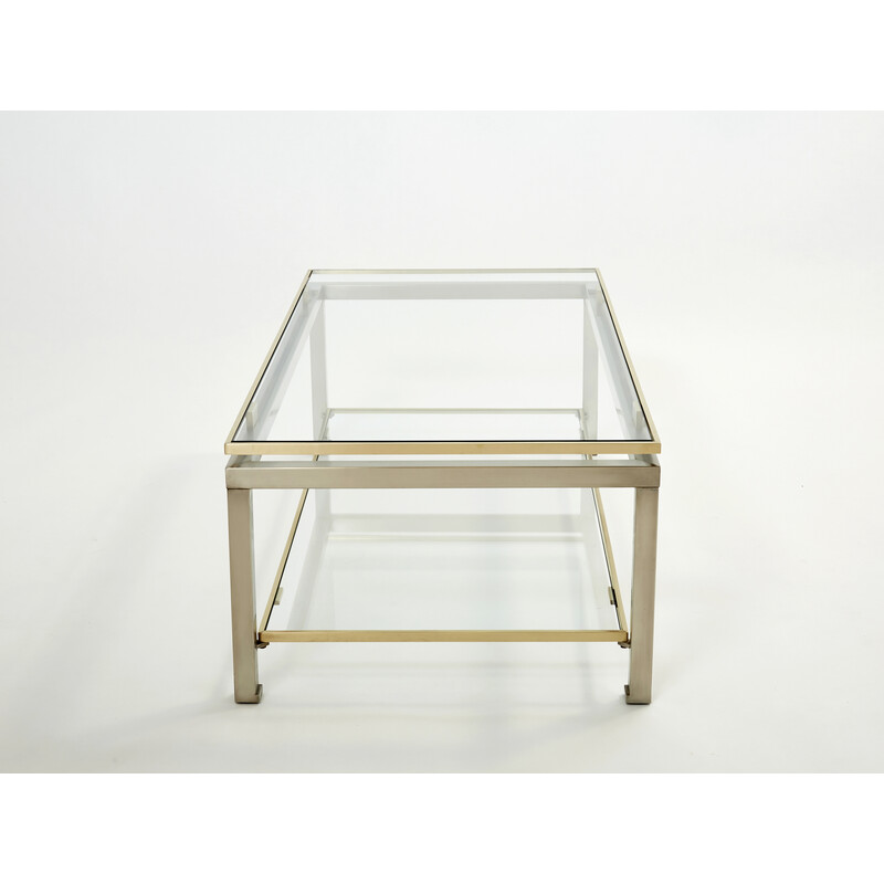 Vintage steel and brass coffee table by Guy Lefèvre for Maison Jansen, 1970