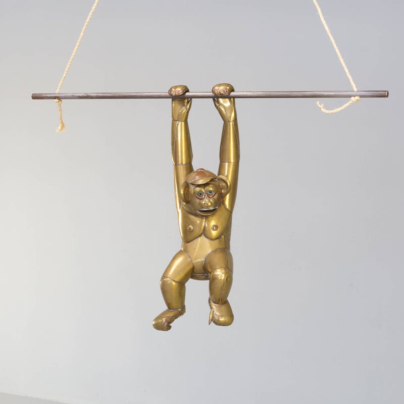 Vintage "hanging monkey" sculpture by Sergio Bustamente