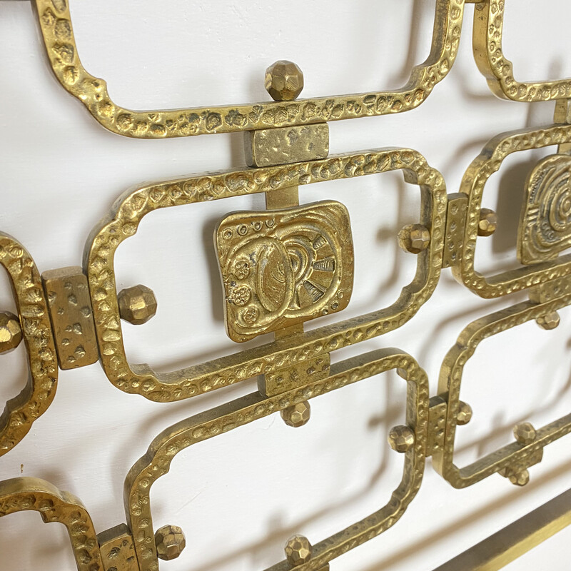 Vintage brass double bed headboard by Osvaldo Borsani