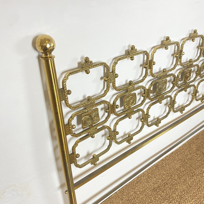 Vintage brass double bed headboard by Osvaldo Borsani