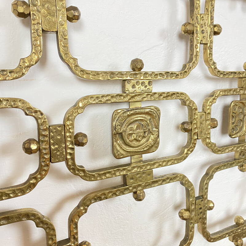 Vintage brass double bed headboard by Osvaldo Borsani