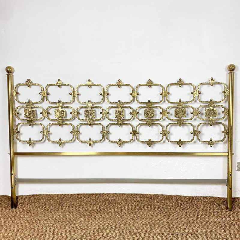 Vintage brass double bed headboard by Osvaldo Borsani