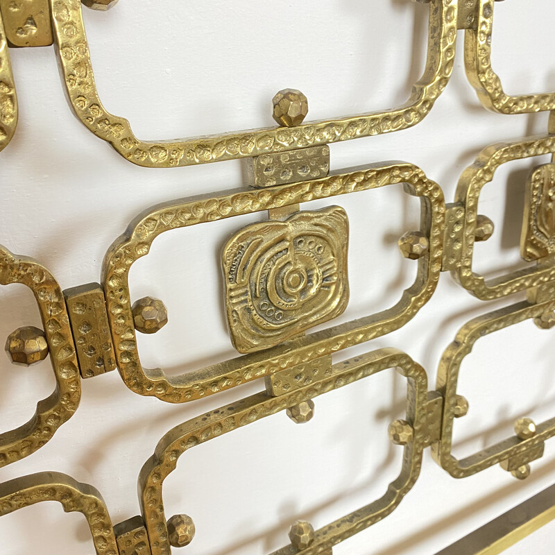 Vintage brass double bed headboard by Osvaldo Borsani