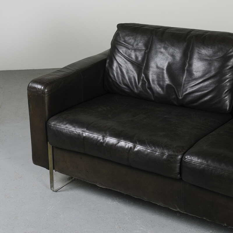 Vintage leather and plexiglass sofa, USA 1970