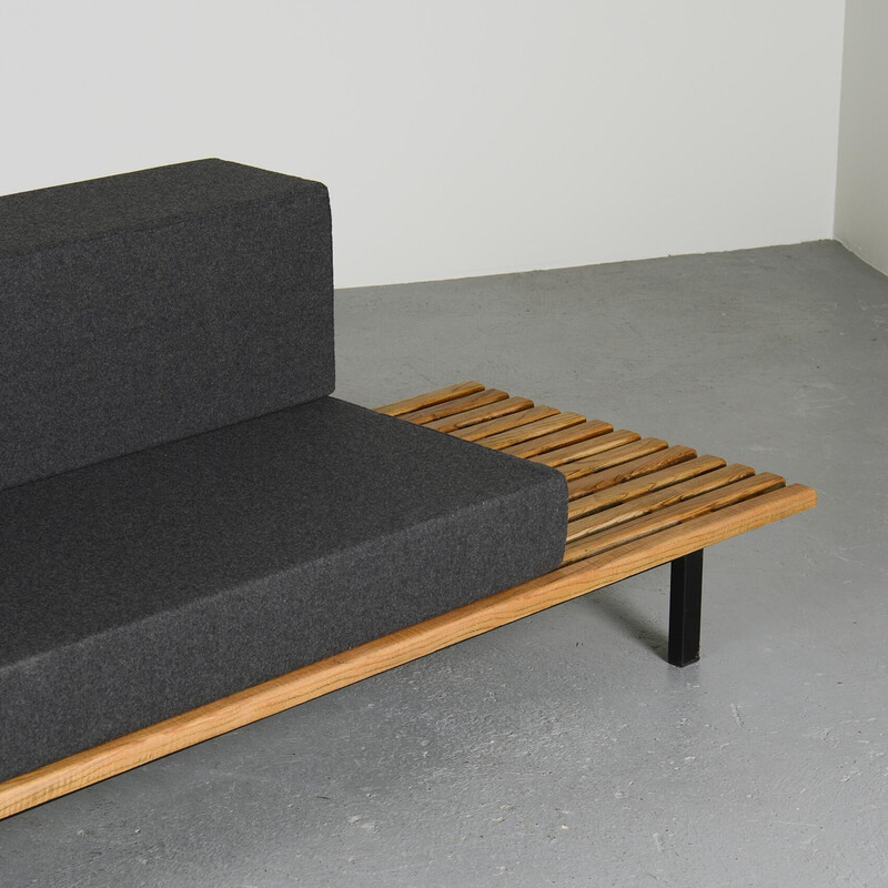 Vintage Cansado bench with ashwood box by Charlotte Perriand, 1950