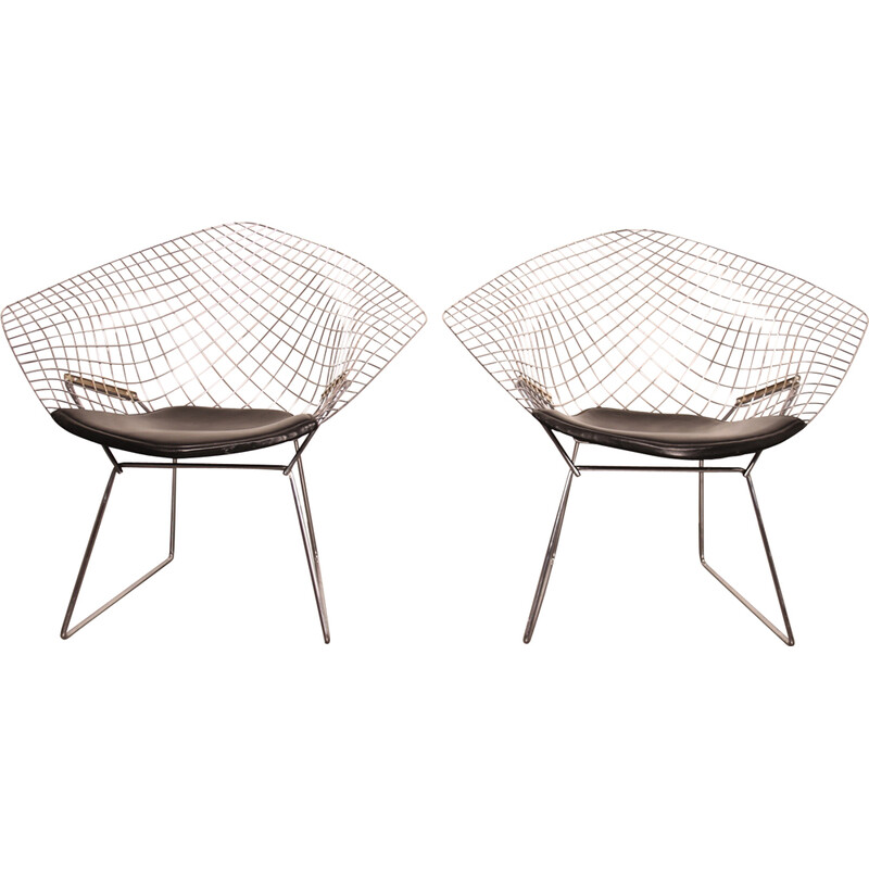 Pair of vintage "Diamond" armchairs by Harry Bertoia for Knoll, US 1960s