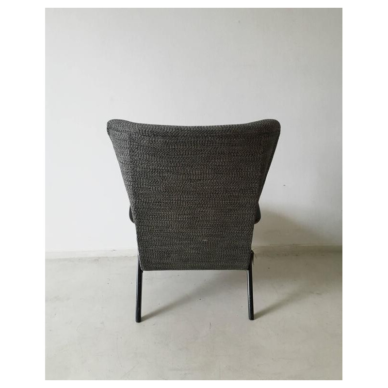 Vintage zwarte en grijze fauteuil - 1950
