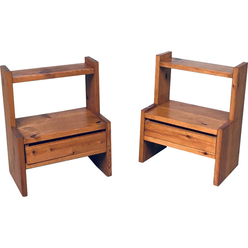 Pair of mid century Scandinavian pine night stands, Sweden 1960s