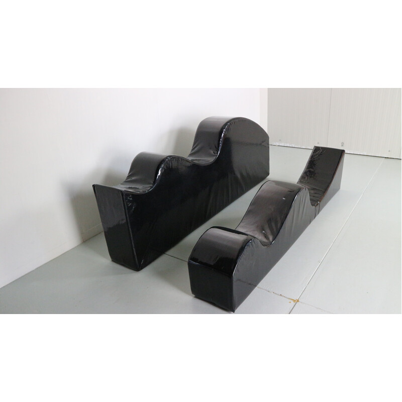 Vintage Superonda black sofa by Archizoom Associati for Poltronova, Italy 1960s