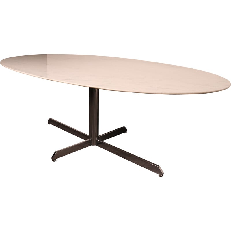 Table ovale vintage en marbre arabescato par Florence Knoll pour Roche Bobois, France 1960