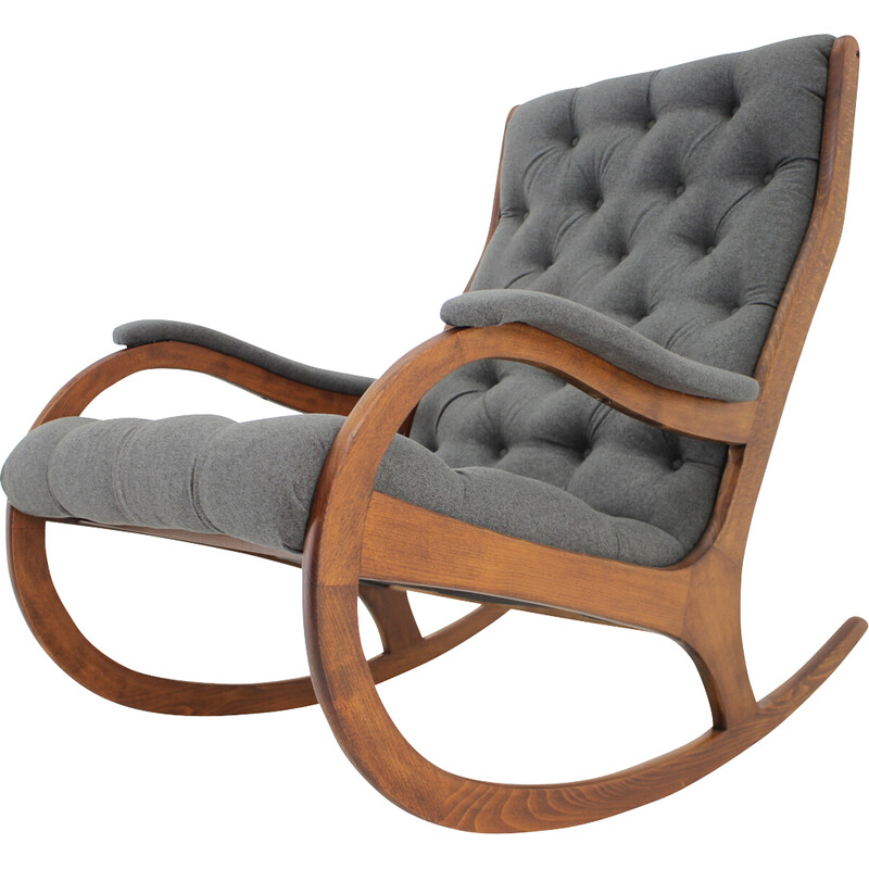 Vintage rocking chair in beechwood, Czechoslovakia 1970