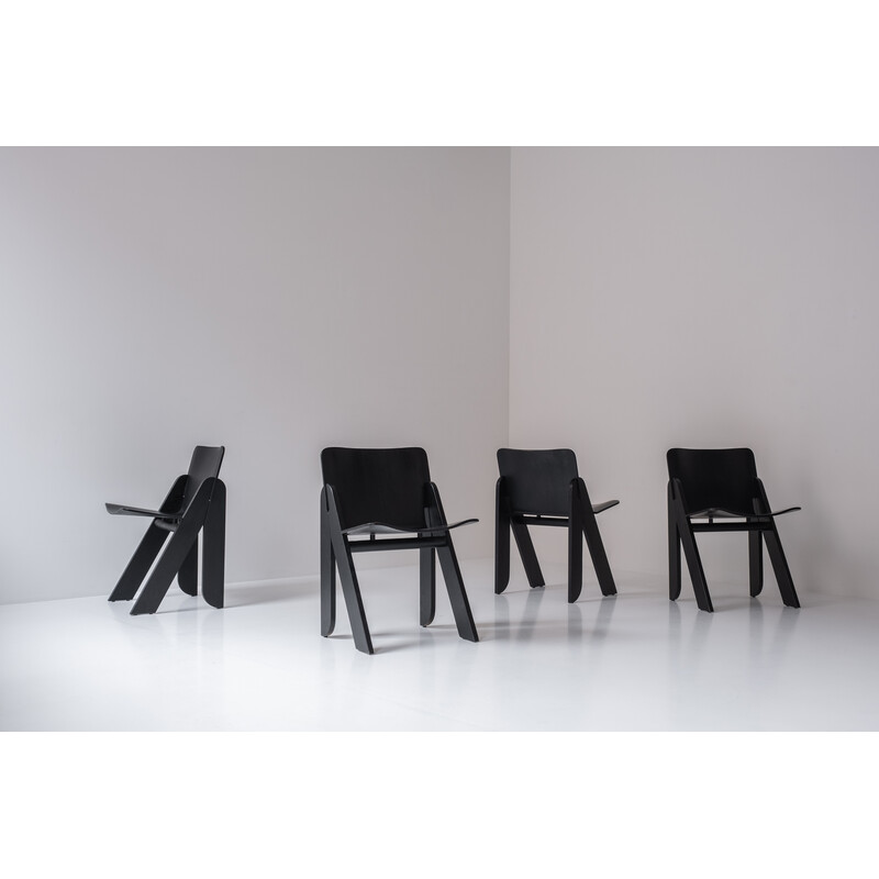 Set of 4 vintage ‘Poeta’ dining chairs by Gigi Sabadin for Stilwood, Italy 1970s