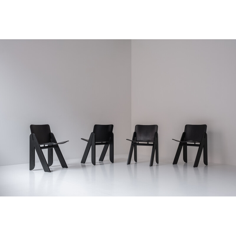 Ensemble de 4 chaises vintage 'Poeta' par Gigi Sabadin pour Stilwood, Italie 1970