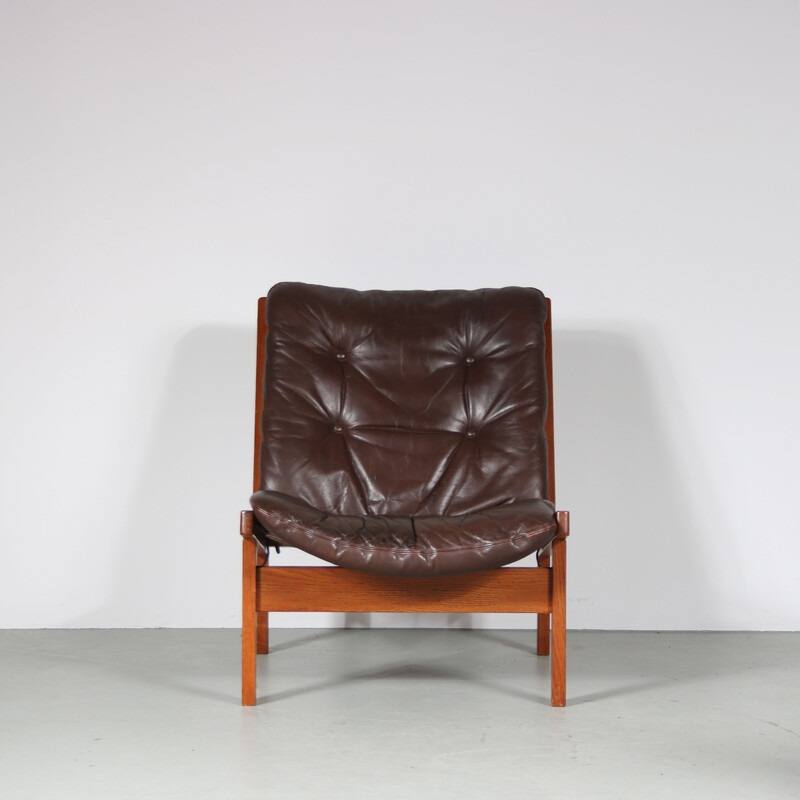 Vintage "Hunting chair" Sessel mit Ottomane von Torbjorn Afdal für Bruksbo, Norwegen 1960s