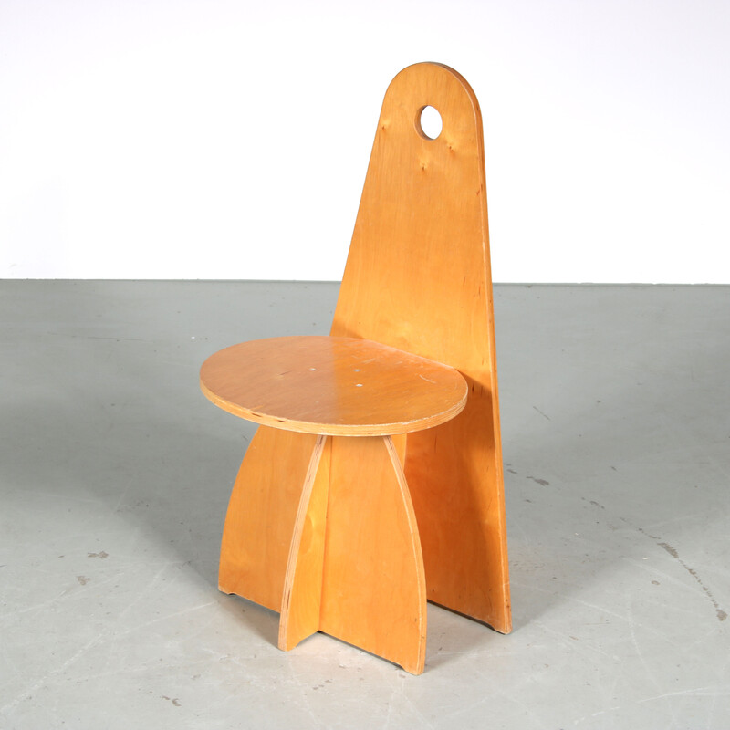 Vintage wooden children chair, Netherlands 1970s