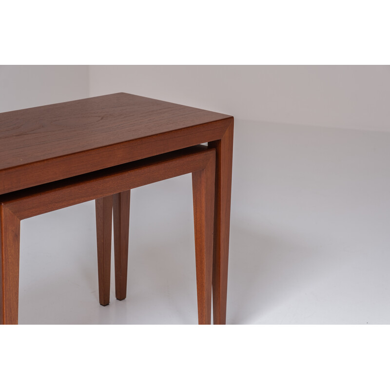 Set of 3 vintage teak nesting tables by Severin Hansen Jr. for Haslev Møbelsnedkeri, Denmark 1960s