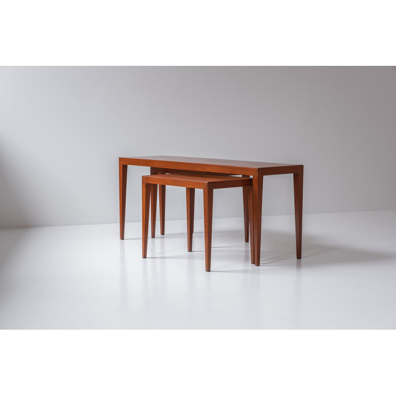 Set of 3 vintage teak nesting tables by Severin Hansen Jr. for Haslev Møbelsnedkeri, Denmark 1960s