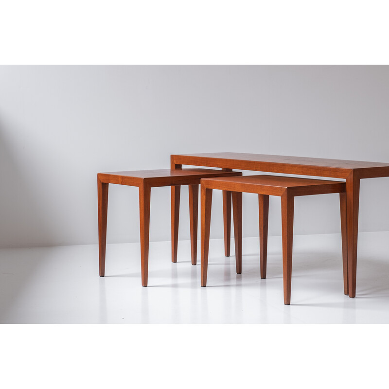 Set di 3 tavolini vintage in teak di Severin Hansen Jr. per Haslev Møbelsnedkeri, Danimarca 1960