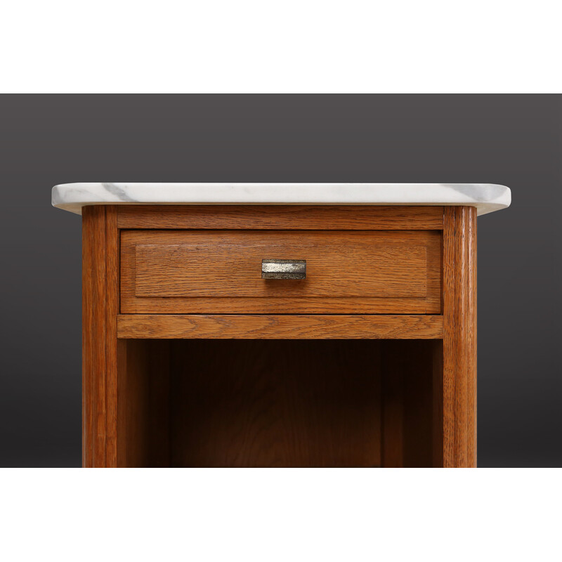 Art Deco vintage night stand in wood and marble, 1930s