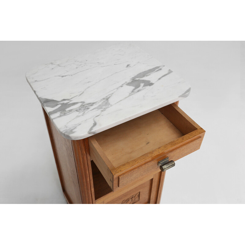 Art Deco vintage night stand in wood and marble, 1930s