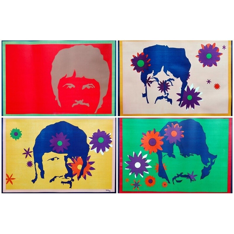 Ensemble de 4 affiches originales vintage des Beatles par Joachim, 1960
