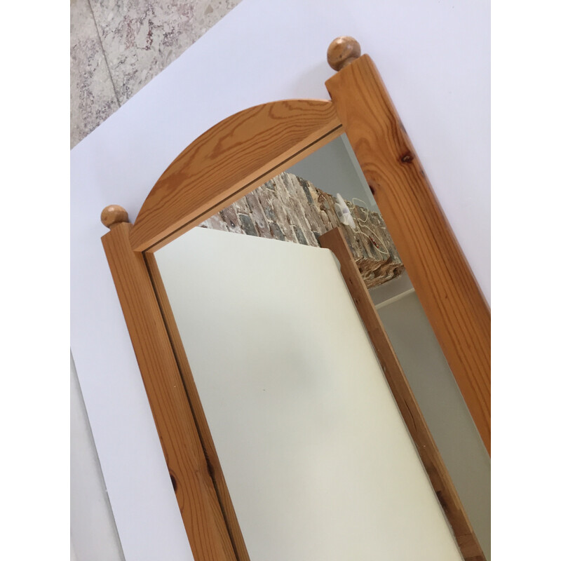Vintage-Schalenspiegel aus Kiefernholz