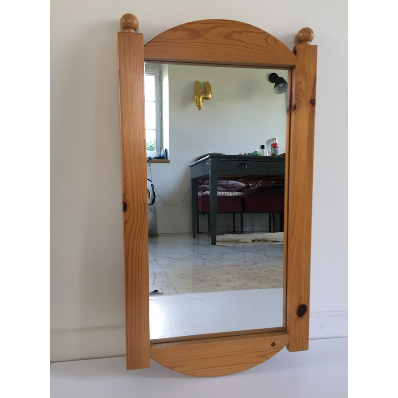 Specchio vintage in pino e castagno