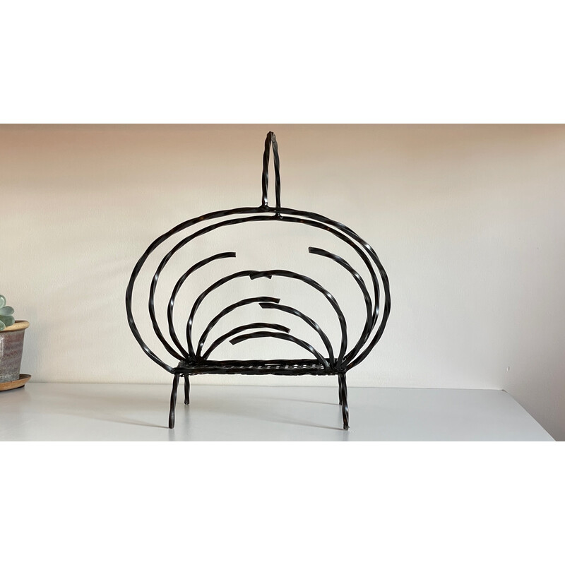 Vintage geometric steel magazine rack, 1950-1960