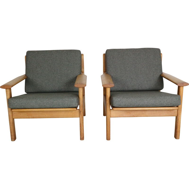 Paar Vintage-Sessel aus Eichenholz und Polsterung von Poul Volther für Frem Røjle, Dänemark 1950er Jahre