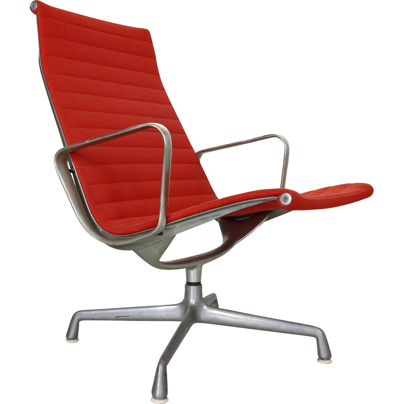 Vintage "Ea 116" Hopsack red office swivel armchair by Charles Eames for Vitra, 1980
